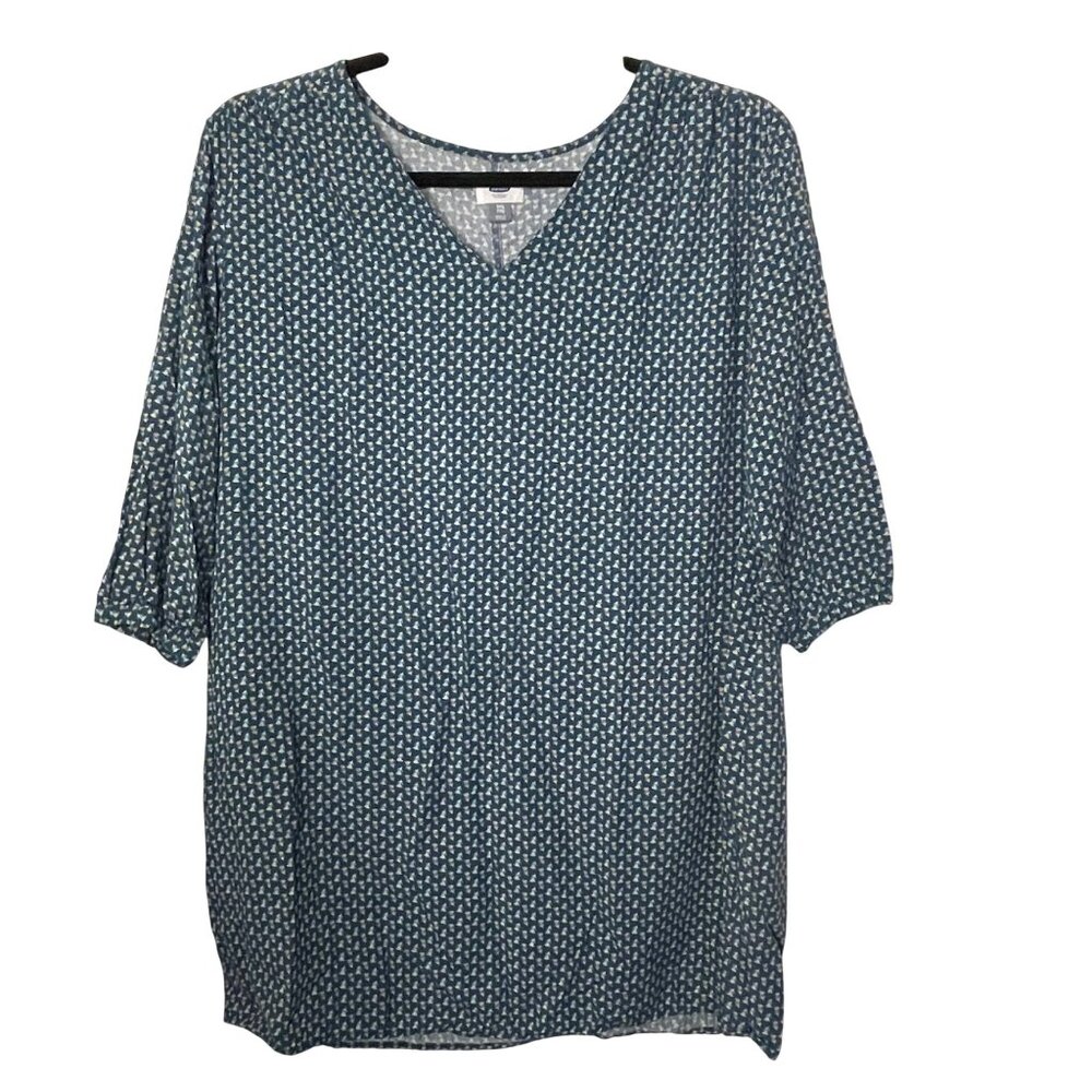 Old Navy Women's Teal Floral Print V-Neck Shift Dress Size XXL